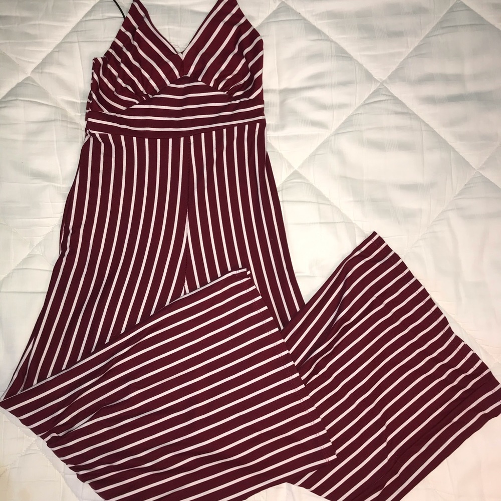 Red cropped jumpsuit